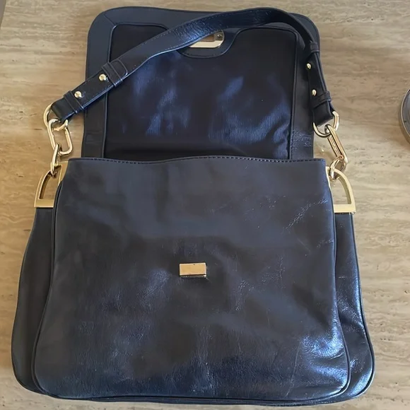 Leopard Print and Black Leather Shoulder Bag. Badgley Mischka Coralie Calfhair. - Picture 7 of 13